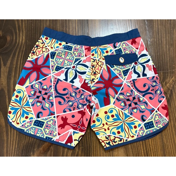 MARGARITAVILLE Mens Swim Trunks Board Shorts 36 Multicolor Patchwork Print - Picture 3 of 10